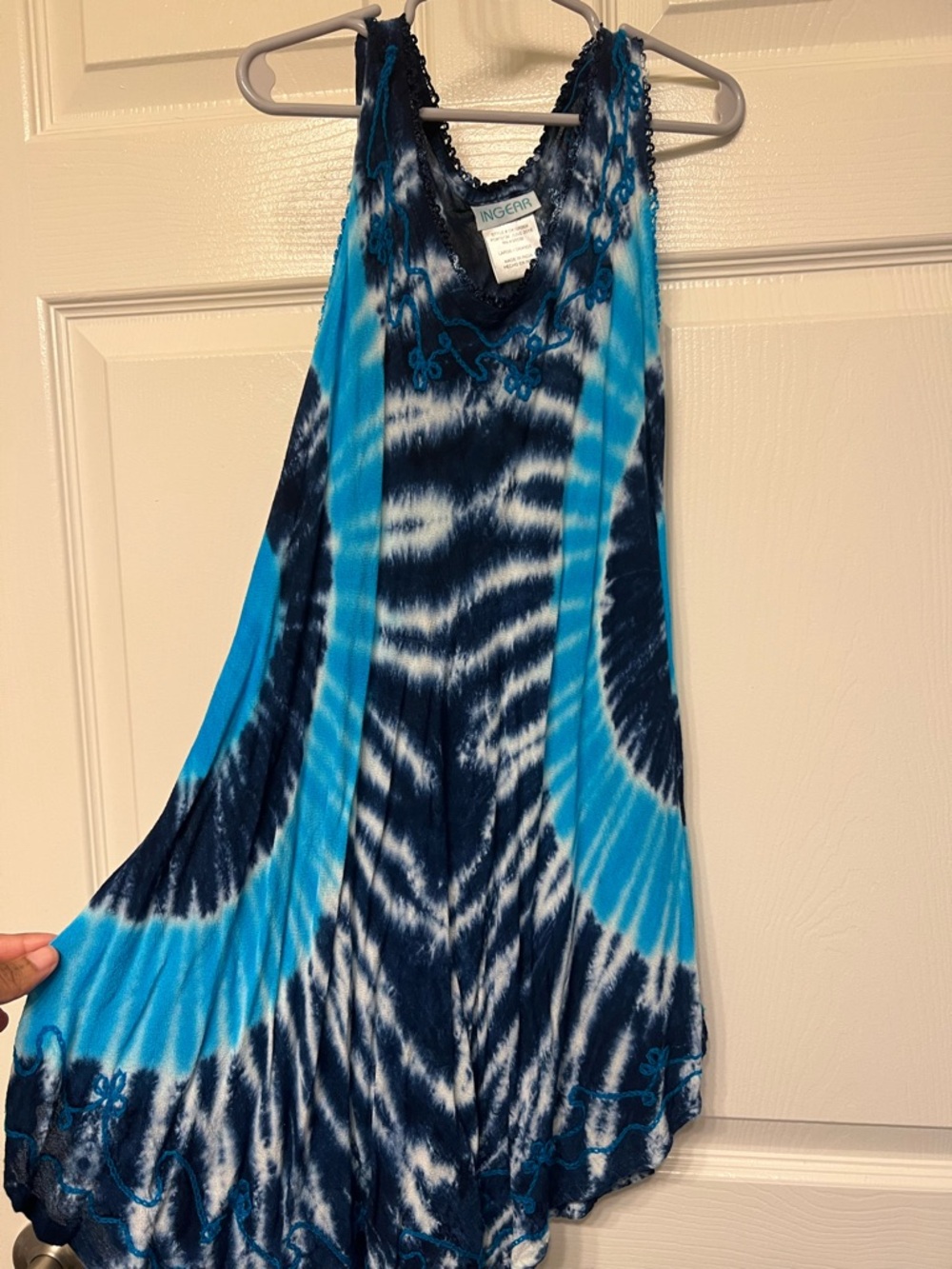 Ingear Navy and Turquoise Tie-Dye Dress